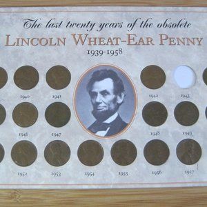 Lincoln Wheat-Ear Penny 1939 to 1958 Set Last Twenty Years of the Obsolete.